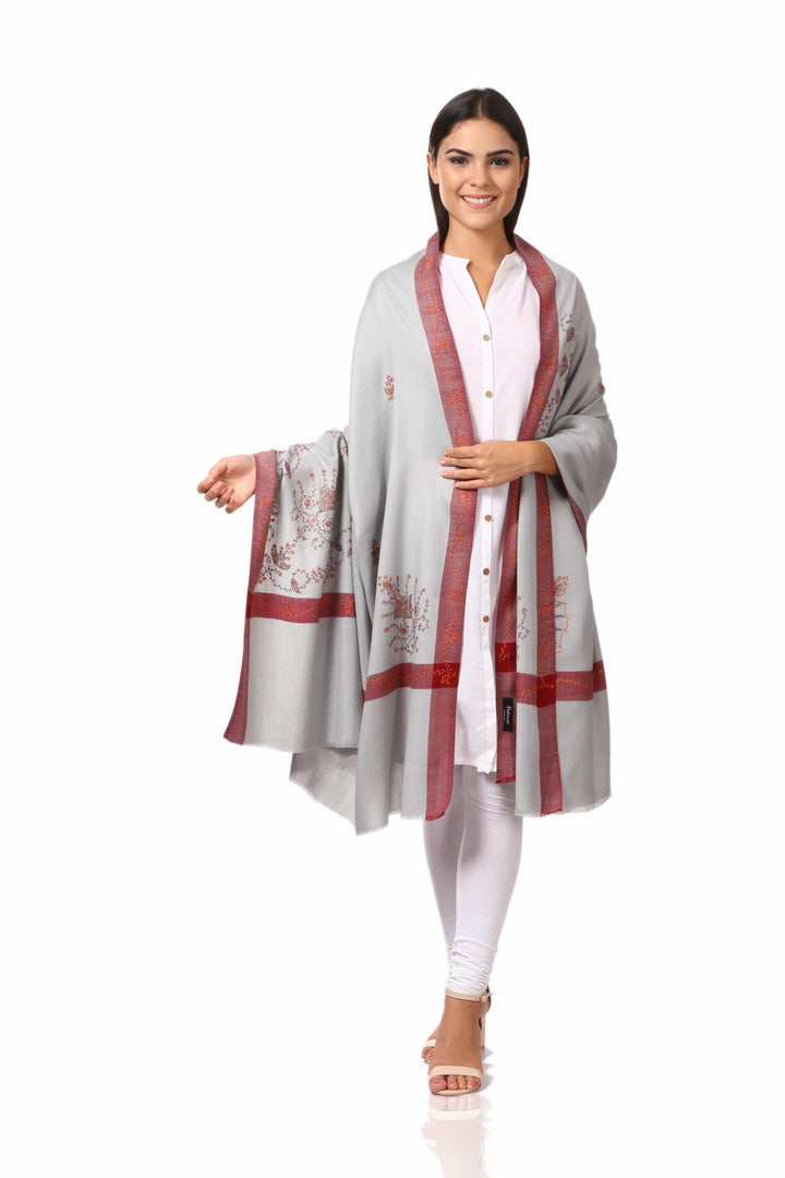Pashtush Shawl Store Shawl Pashtush Womens Wool Shawl with 100% Hand Embroidery, Large Wrap Shawl