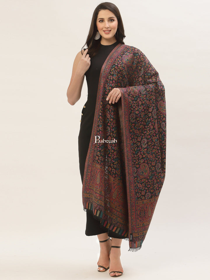 Pashwool Womens Shawls Pashtush Womens Woollen Ethnic Design Shawl, Soft And Warm, Light Weight, Multicolour