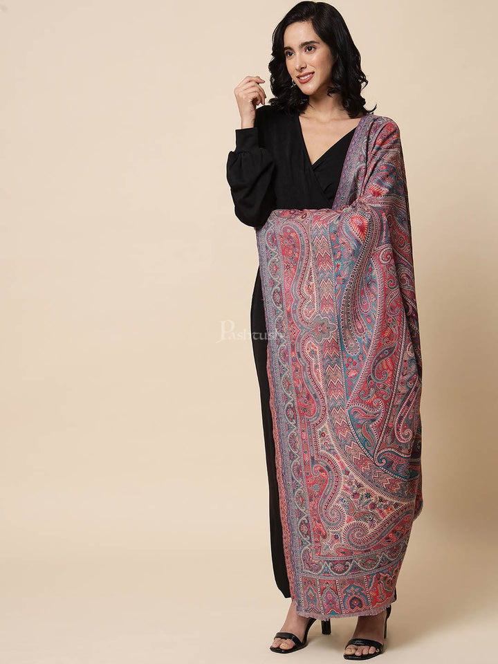 Pashtush India Womens Shawls Pashtush Womens Woollen Shawl, Rich Antique Paisley, Woven Design, Multicoloured