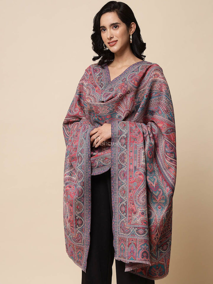 Pashtush India Womens Shawls Pashtush Womens Woollen Shawl, Rich Antique Paisley, Woven Design, Multicoloured
