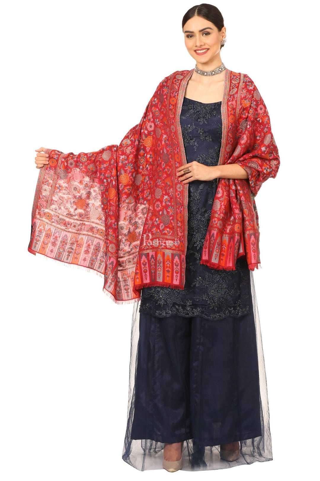 Pashtush India Womens Shawls Pashtush Womens Woven Ethnic Shawl, Woollen, Faux Pashmina Shawl Multi Coloured