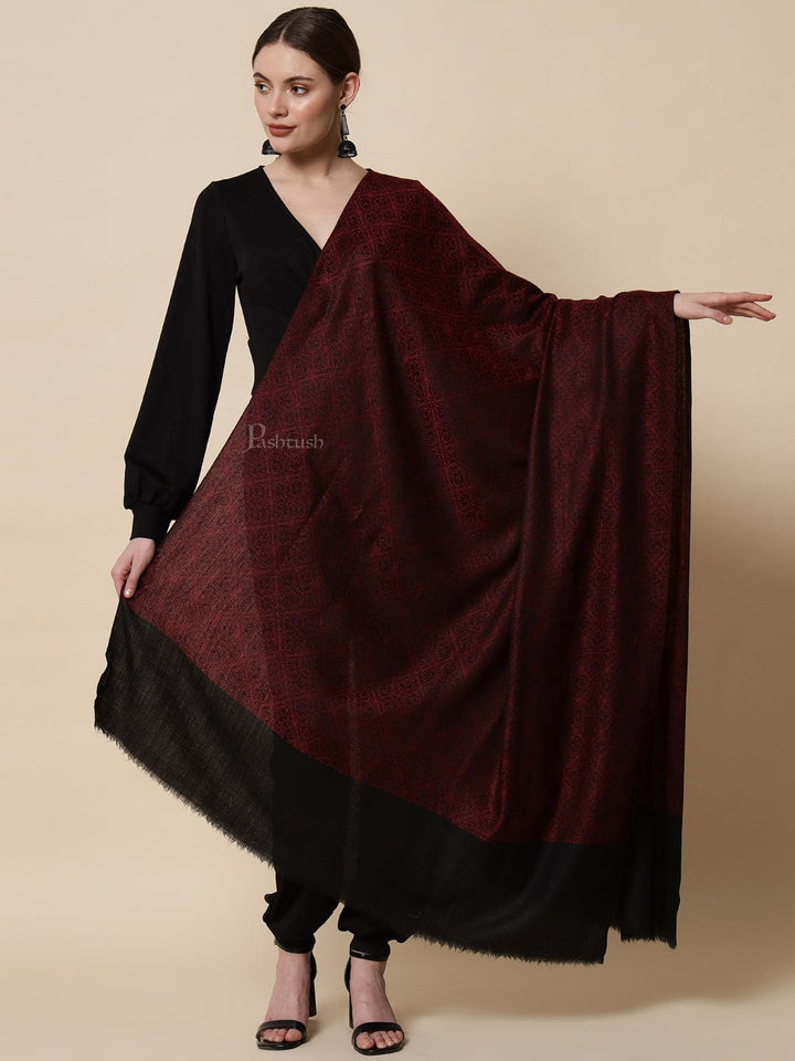 Pashtush India Womens Shawls Pashtush Womens Woven Paisley, Self Shawl, In Extra Soft Fine Wool, Large Wrap Size, Black