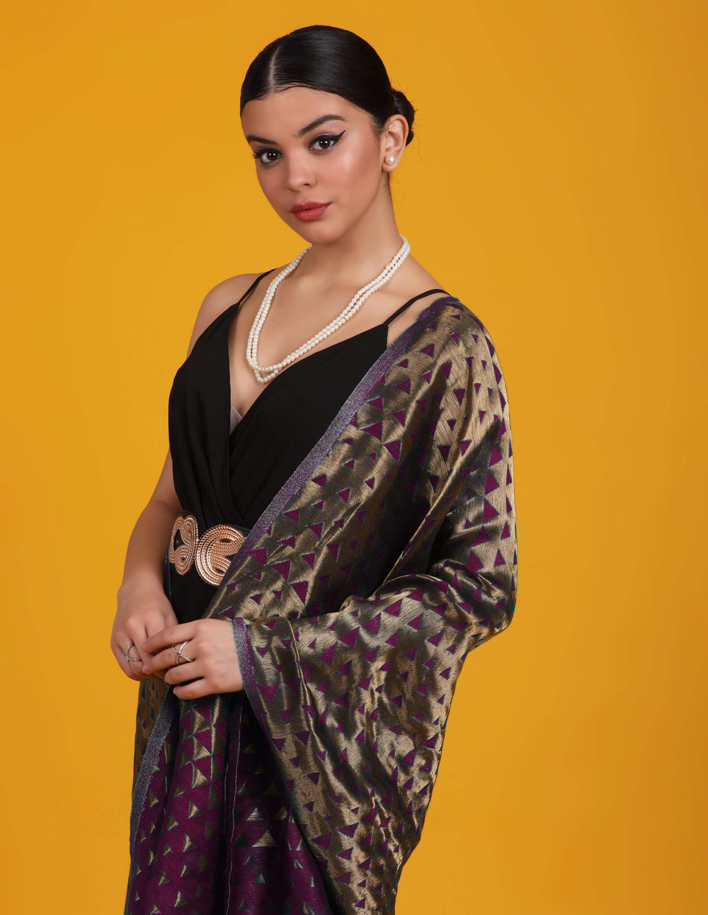 Pashtush Shawl Store Stole Pashtush Womens Zari Weave Stole, Scarf, Majenta