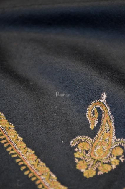 Pashtush India Womens Stoles and Scarves Scarf Pashtush Womes Fine Wool Shawl , Kingri Design , Black