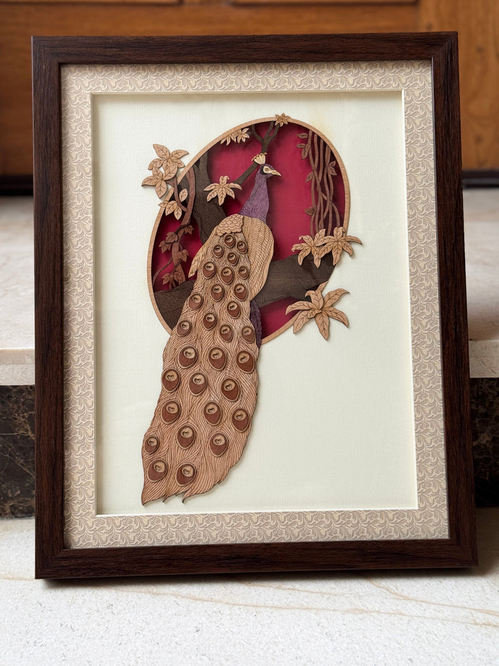 pashtush Gift Pack Pashtush Wooden Artwork, Baroque Motif, Made using Multicoloured Natural Wood, Wall Decor