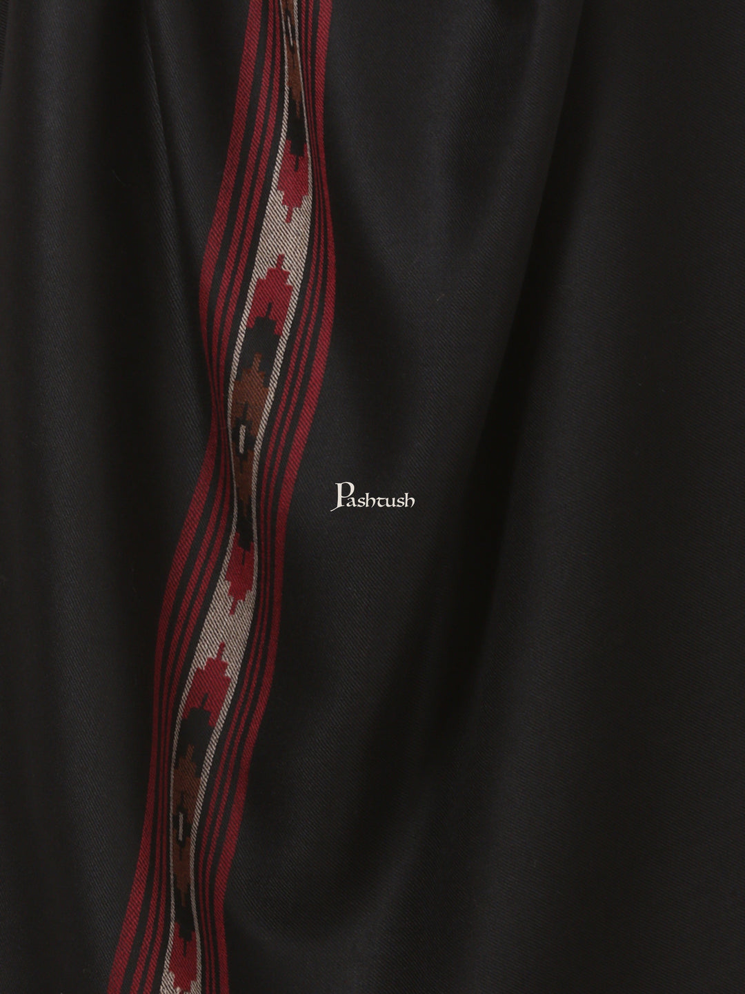 Pashtush India Mens Shawls Gents Shawl Pashtush Woven Aztec Design Mens Full Size Shawl In Extra Fine Wool -Black