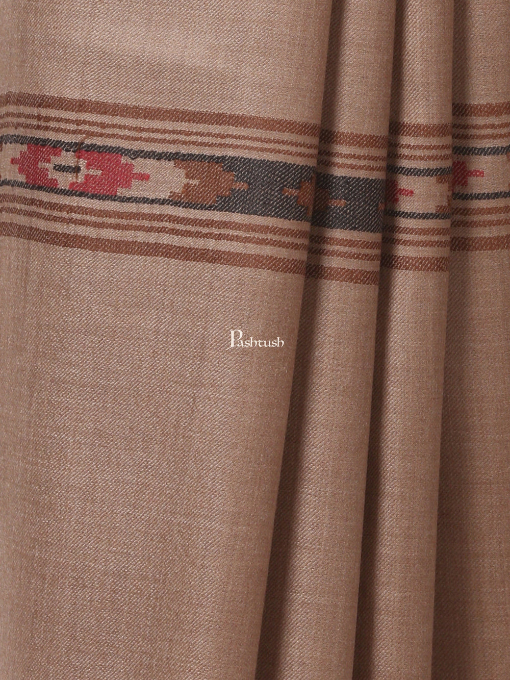 Pashtush India Mens Shawls Gents Shawl Pashtush Woven Aztec Design Mens Shawl (Lambs Wool) Beige