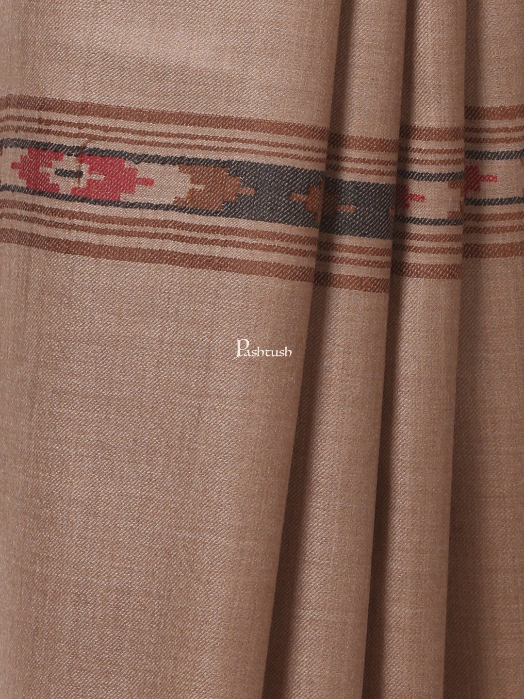 Pashtush India Mens Shawls Gents Shawl Pashtush Woven Aztec Design Mens Shawl (Lambs Wool) Beige