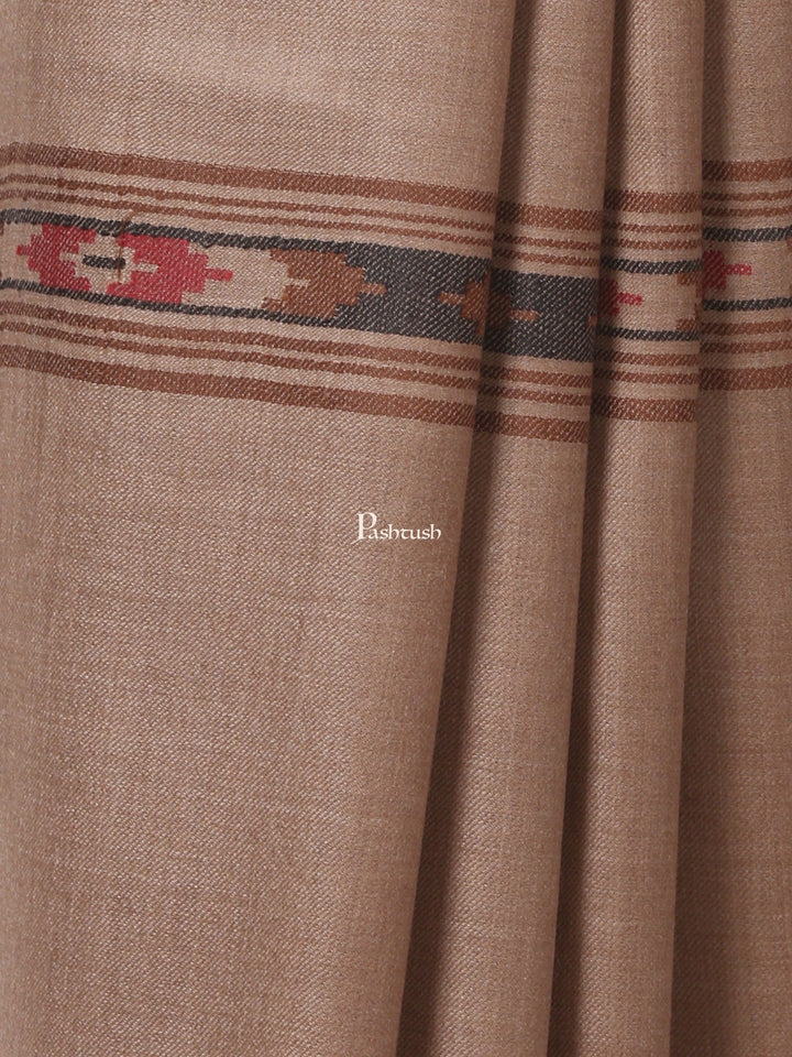 Pashtush India Mens Shawls Gents Shawl Pashtush Woven Aztec Design Mens Shawl (Lambs Wool) Beige