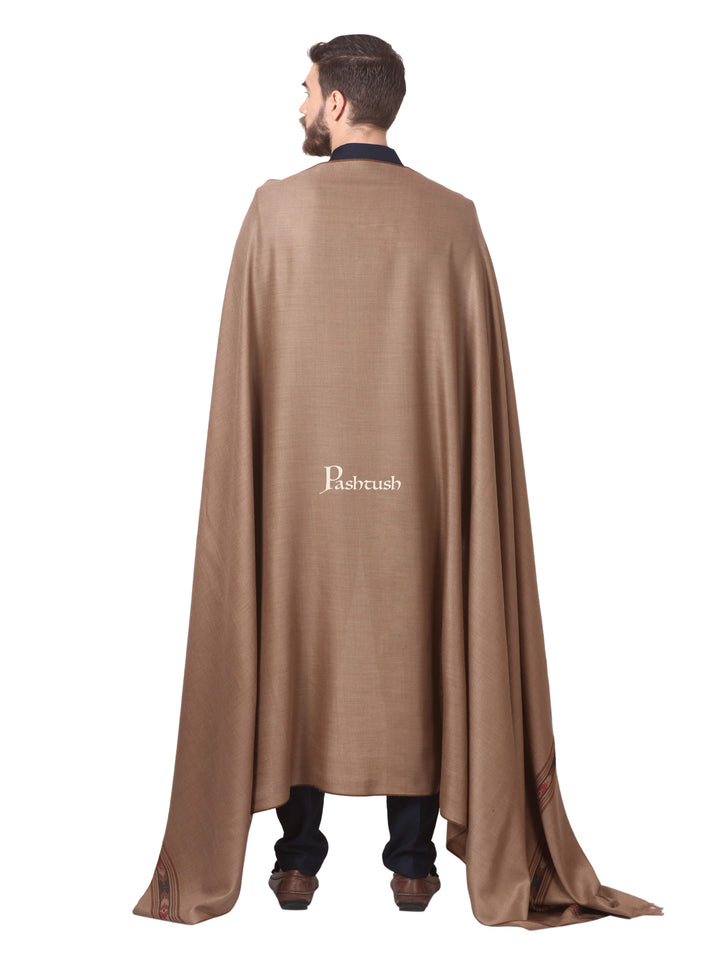 Pashtush India Mens Shawls Gents Shawl Pashtush Woven Aztec Design Mens Shawl (Lambs Wool) Beige