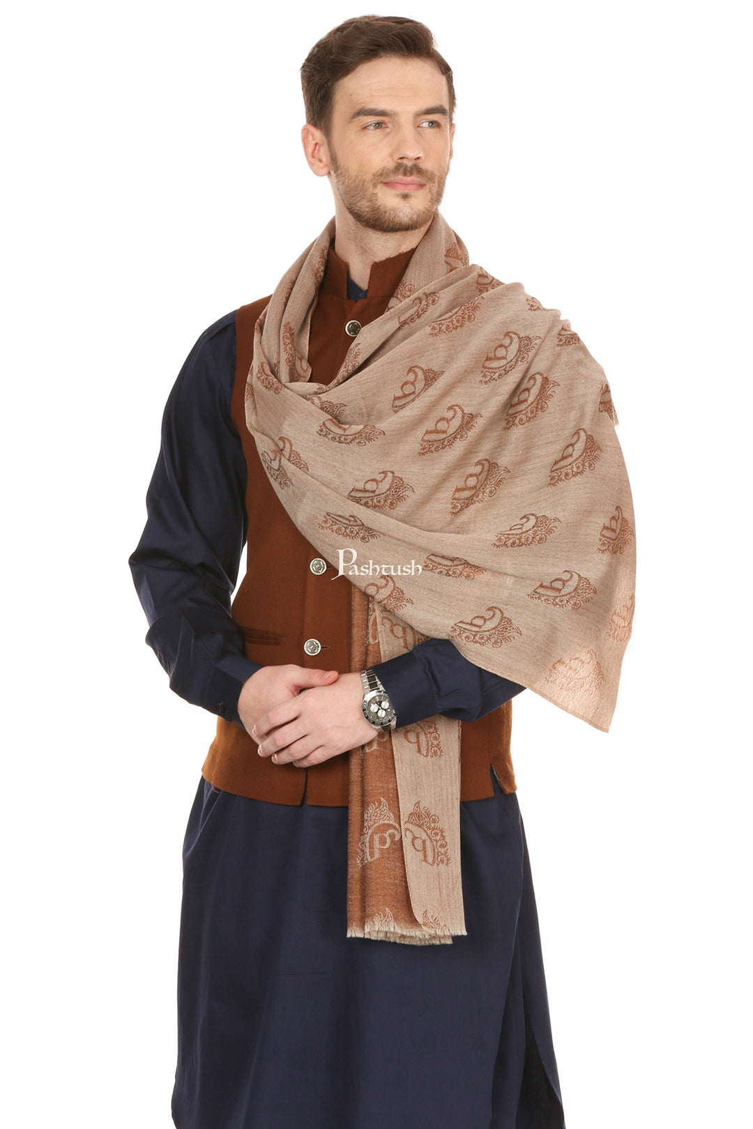 Pashtush India Mens Scarves Stoles and Mufflers Pashtush Woven Mens Fine Wool Signature Mens Muffler, Warm Cashmere Feel