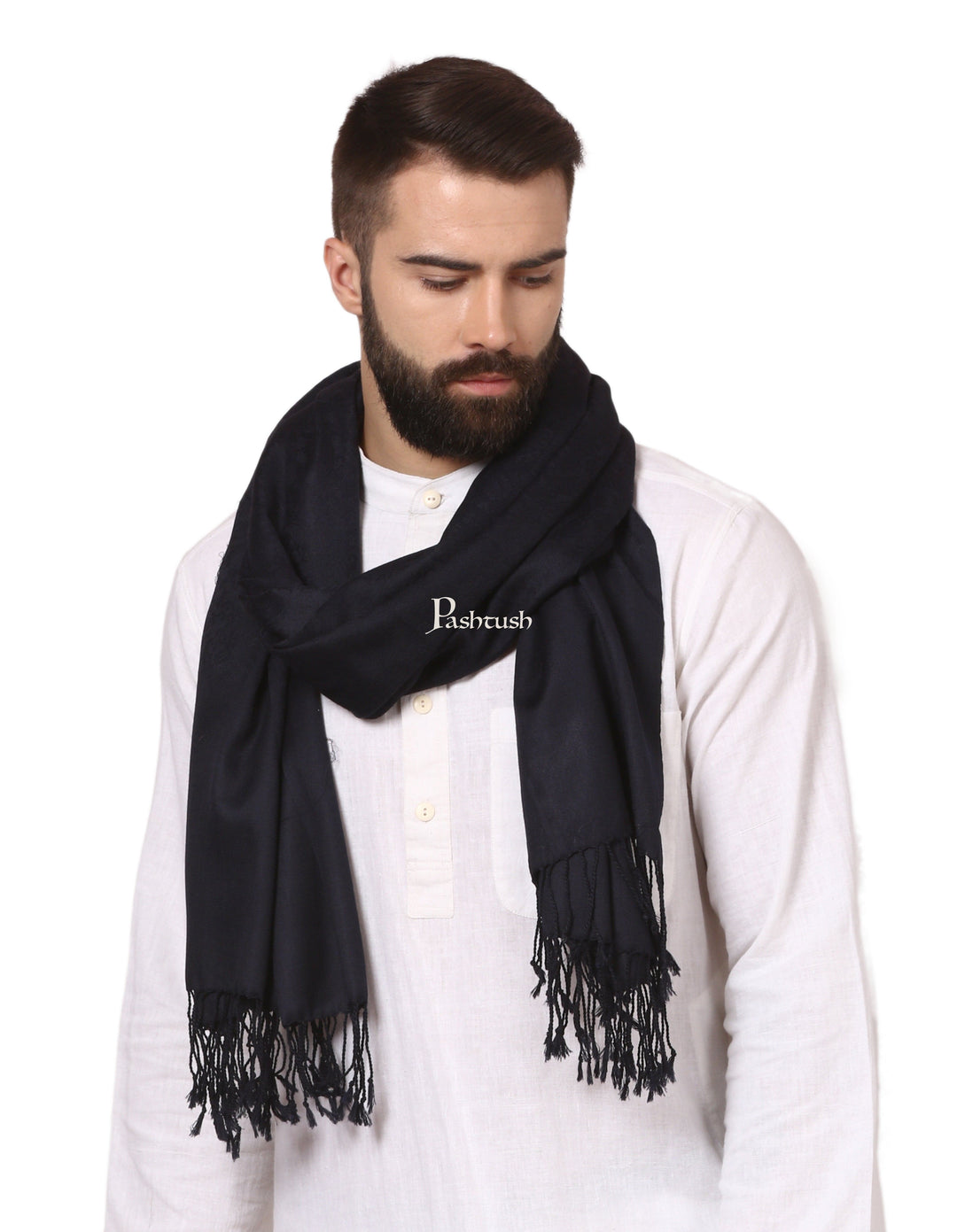 Pashtush India Gift Pack Pashutsh His and Her Set of Mens Stole and Womens Shawl, with Premium Gift Box, Rich Black and Red