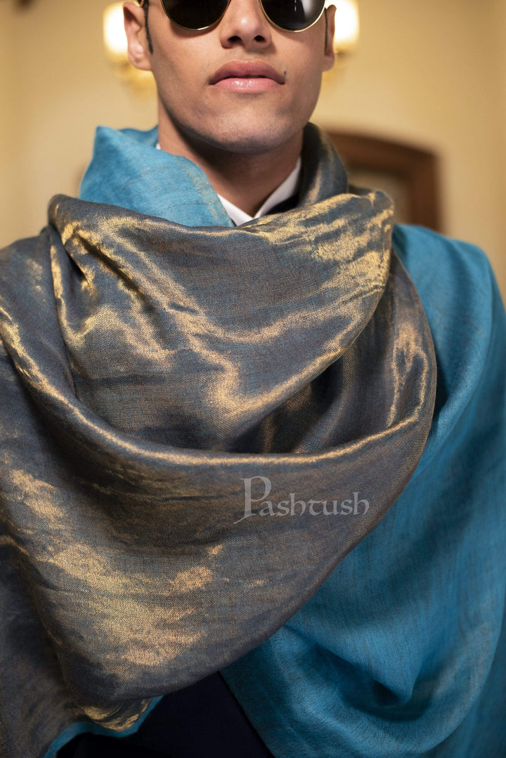 Pashtush India 70x200 Pashutsh Mens Twilight Collection, Reversible With Metallic Thread Weave, Fine Wool