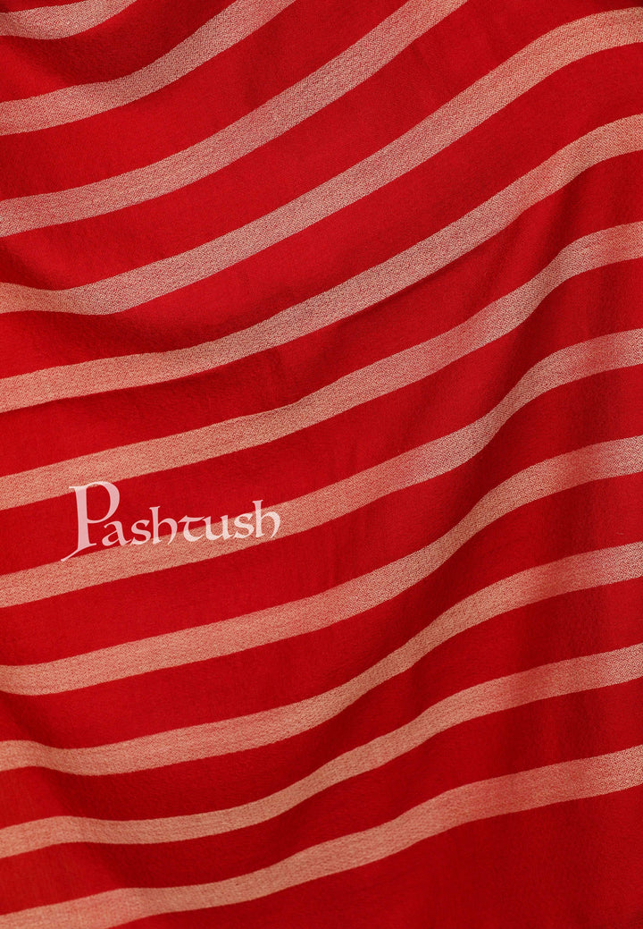Pashtush India 70x200 Pashutsh Womens Extra Fine Wool, Striped Woven Scarf, Crimson Maroon