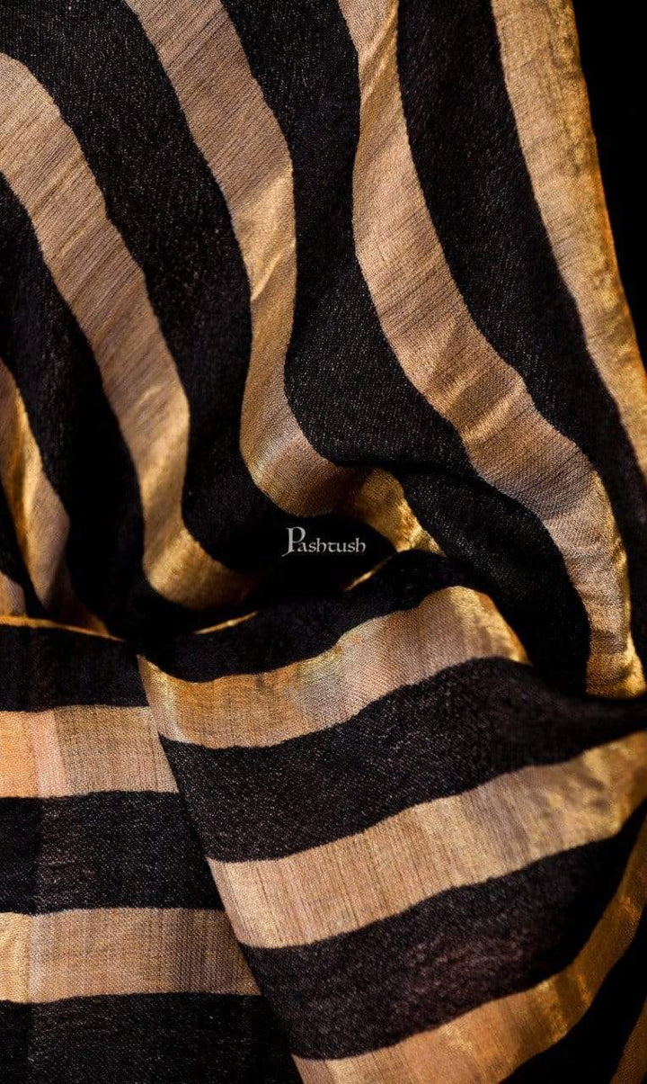 Pashtush India 70x200 Pashutsh Womens Twilight Striped Scarf, With Shimmery Metallic Zari Thread Weave