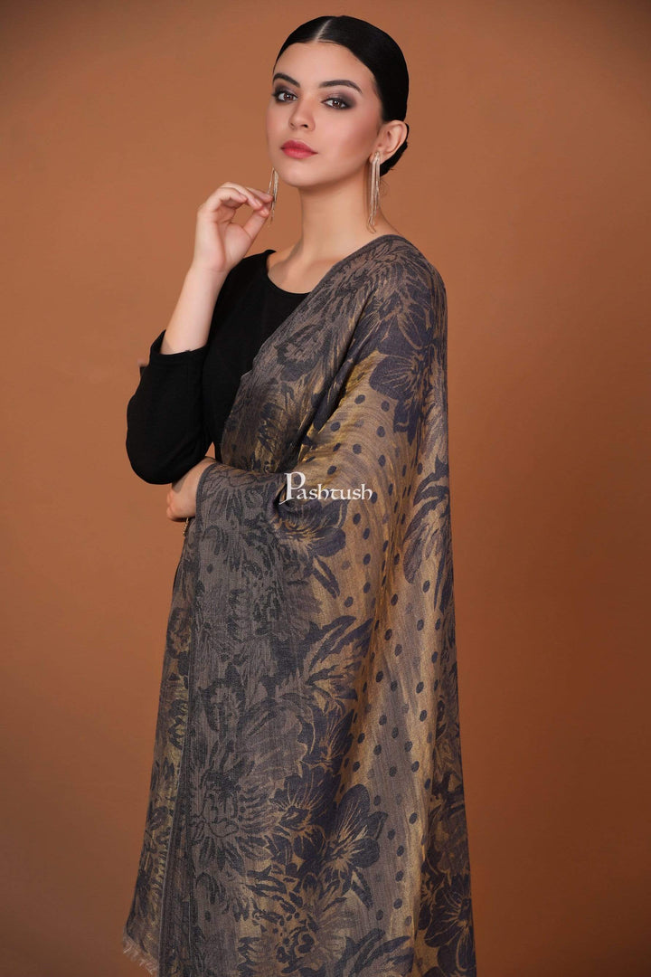 Pashtush Shawl Store Stole Pashutsh Womens Twilight Striped Scarf, With Shimmery Zari Thread Weave