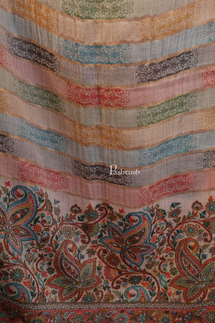 Pashtush India 70x200 Pashutsh Womens Twilight Striped Scarf, With Shimmery Zari Thread Weave