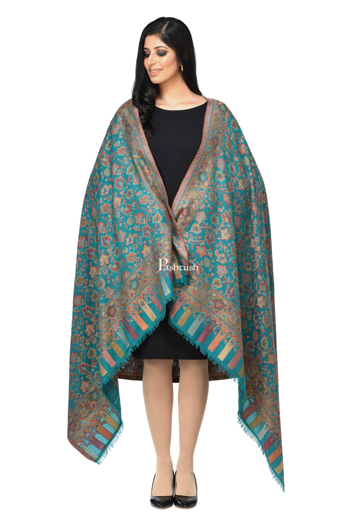 Pashwool Womens Shawls Pashwool Womens Ethnic Design Shawl, Light Weight, Soft And Warm, Arabic Sea