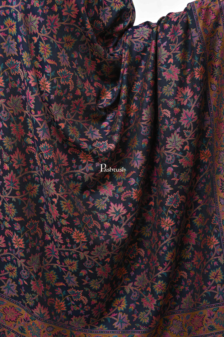 Pashwool Womens Shawls Pashwool Womens Ethnic Design Shawl, Light Weight, Soft And Warm , Navy Blue