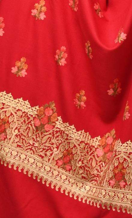 Pashwool 70x200 Pashwool Womens Kashmiri Embroidery Stole, Soft and Warm, Woollen, Maroon