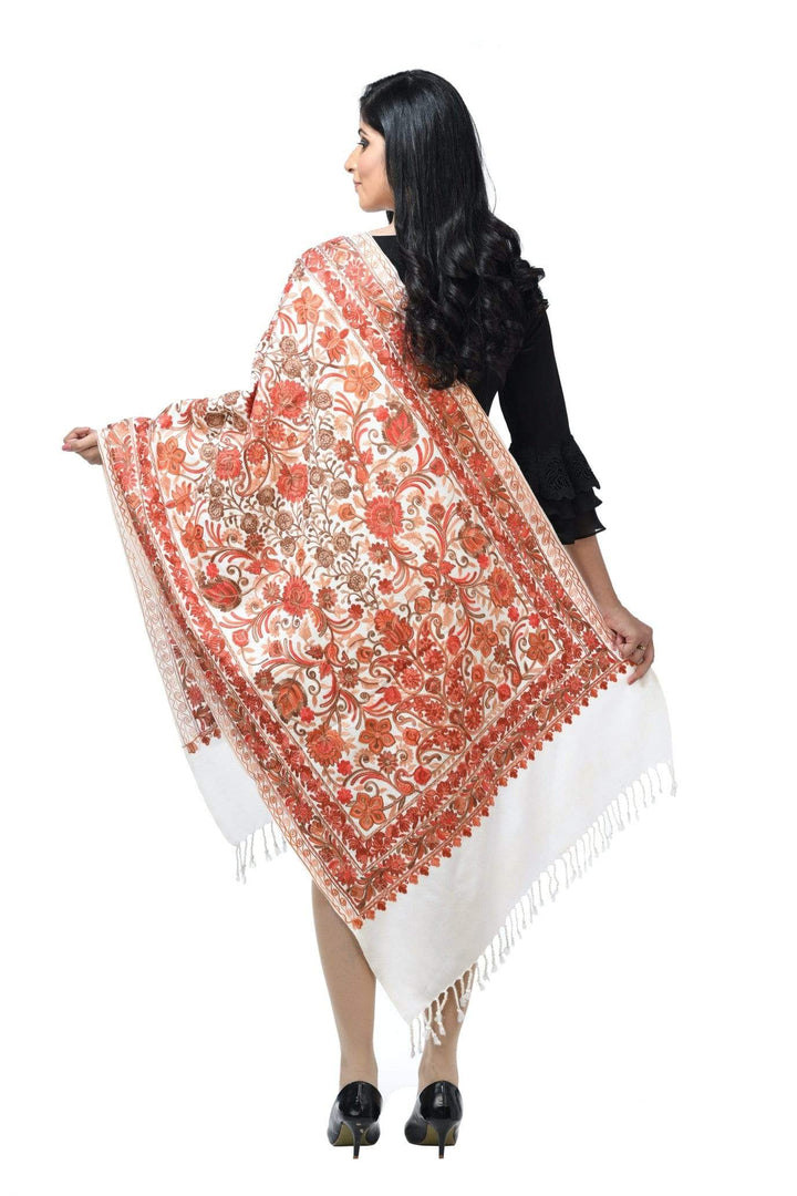 Pashwool 70x200 Pashwool Womens Kashmiri Embroidery Stole, Soft and Warm, Woollen Stole