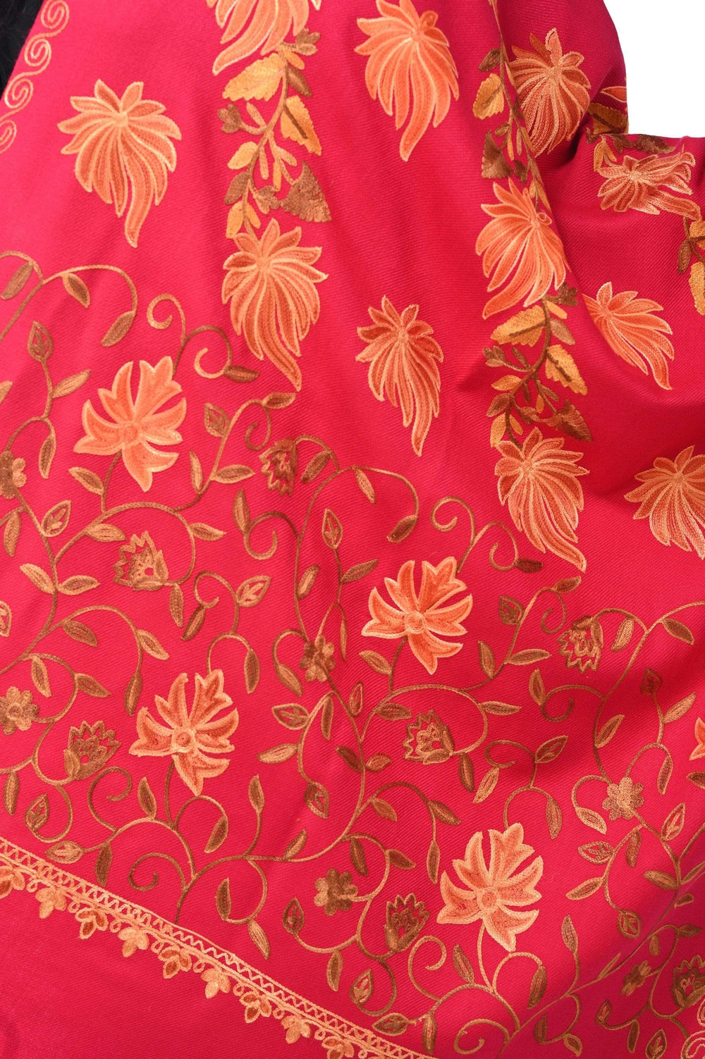 Pashwool 70x200 Pashwool Womens Kashmiri Embroidery Stole,Warm, Woollen Stole, Pink