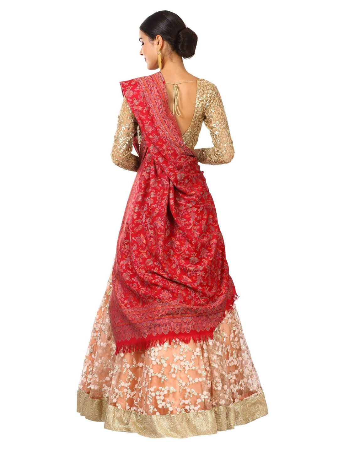 Pashtush India 100x200 Womens Kaani Shawl, Faux Pashmina, Soft and Warm (Red)