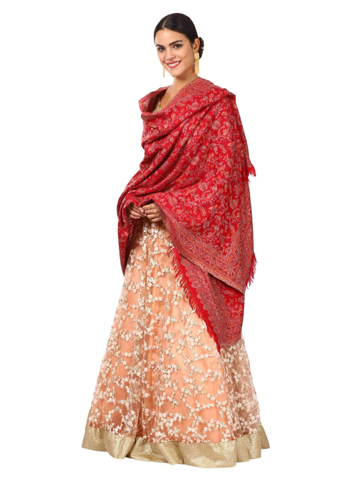 Pashtush India 100x200 Womens Kaani Shawl, Faux Pashmina, Soft and Warm (Red)