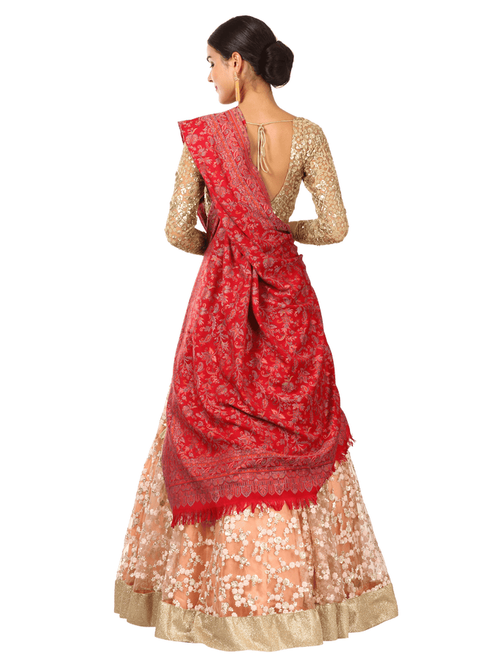 Pashtush India 100x200 Womens Kaani Shawl, Faux Pashmina, Soft and Warm (Red)