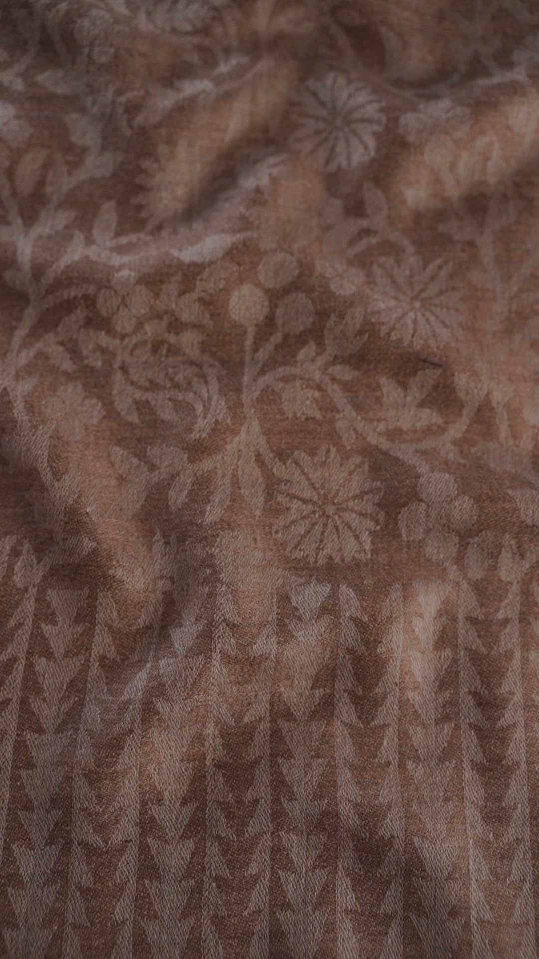 Pashtush Women'S Wool Self Reversible Scarf Floral Jacquard Design, Silk