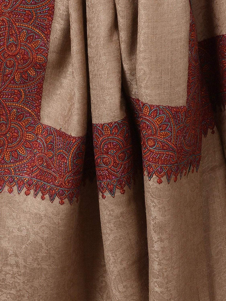 Pashtush India 114x228 Mens Kashmiri Multicoloured Embroidery Daur Shawl