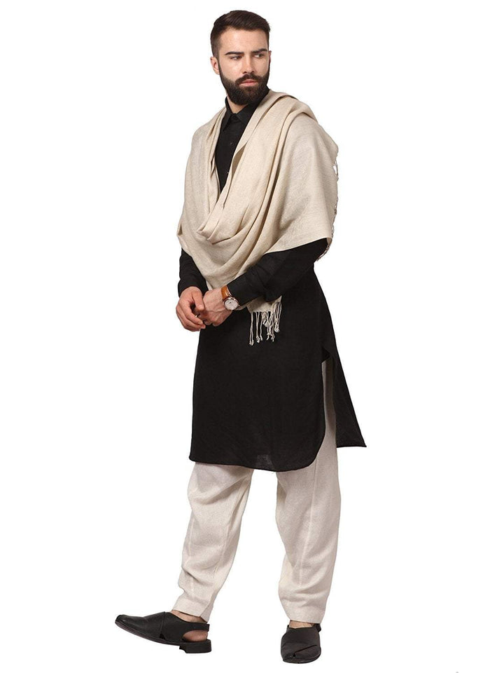 Pashtush India 70x200 Pashtush Mens Fine Wool Jacquard Muffler, sahara
