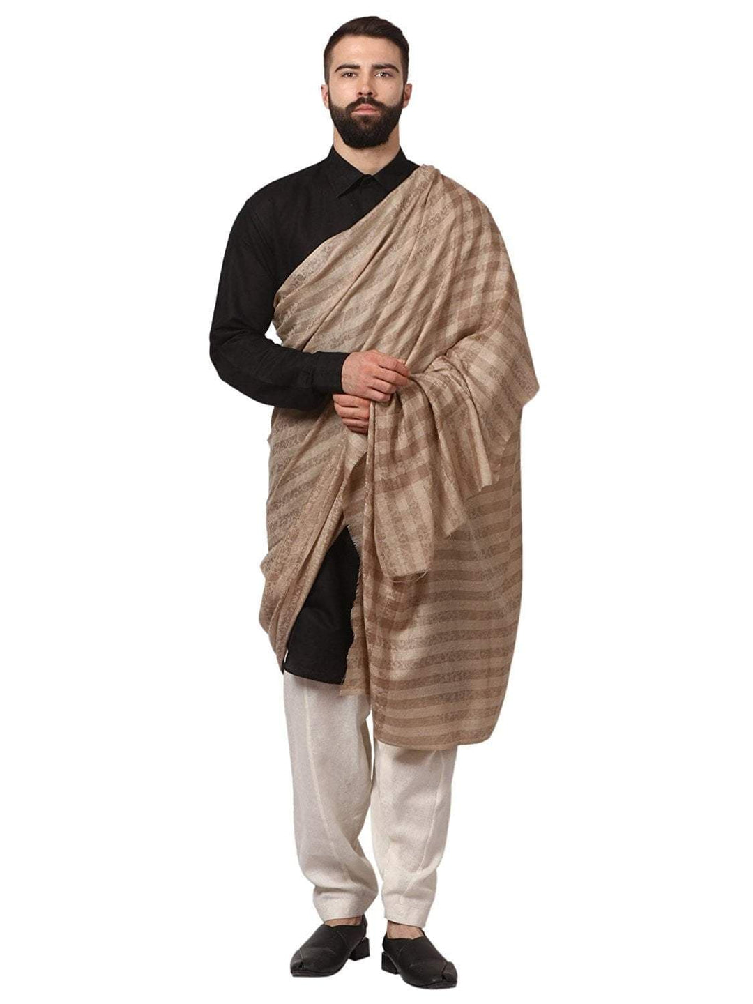 Pashtush India 127x254 Pashtush Mens Fine Wool Shawl, Checks, Extra Soft and Warm