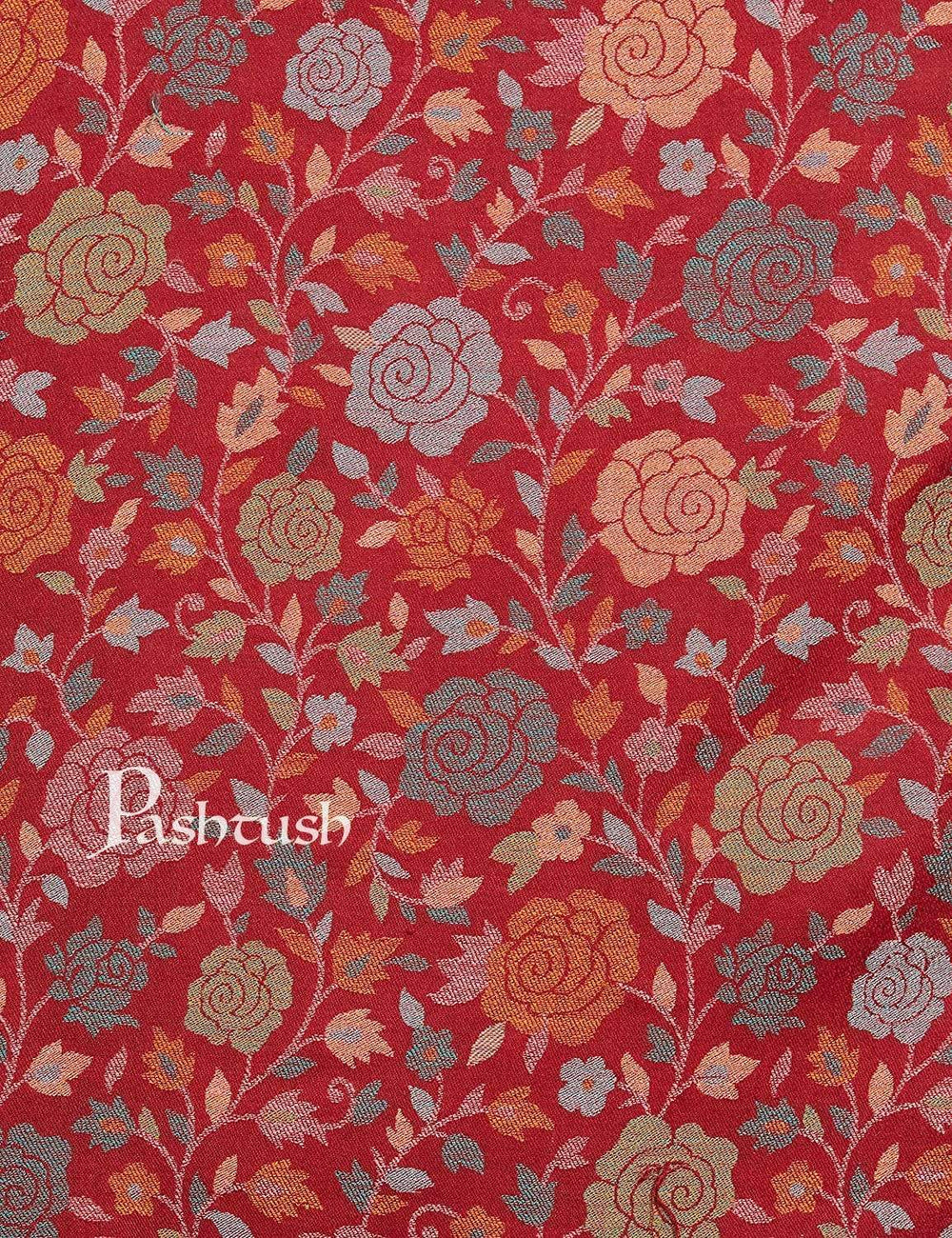 Pashtush Shawl Store Pashtush Women's Jacquard Kaani light weight floral Stole , Maroon