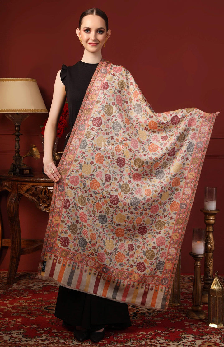 Pashtush Shawl Store 70x200 Pashtush Women's Jacquard Kaani light weight floral Stole , Multi-coloured