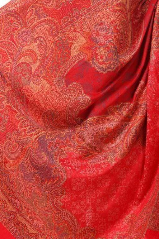 Pashtush India 100x200 Pashtush Women's Kashmiri Shawl, Jacquard, Warm and soft, Faux Pashmina Design, Red