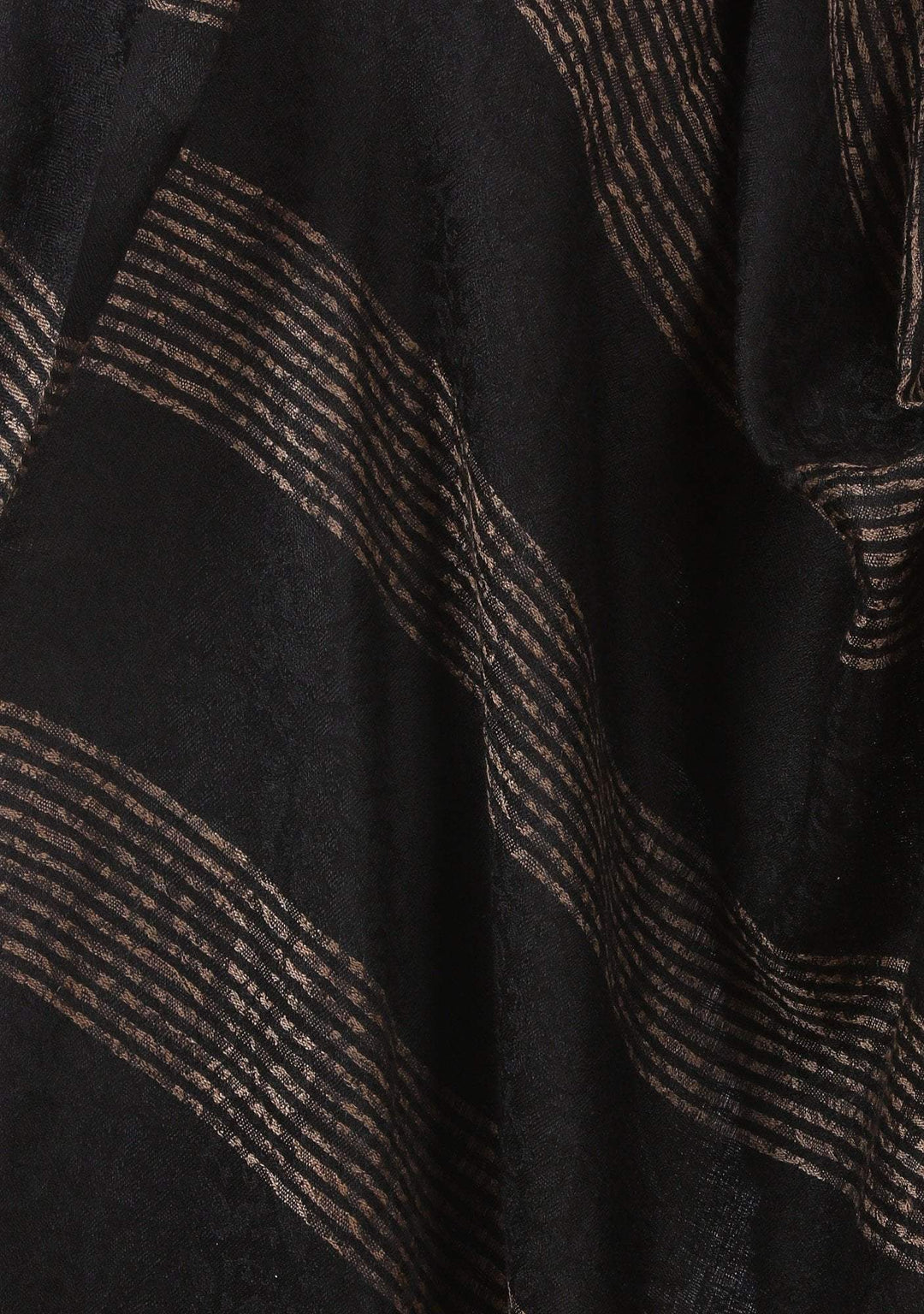 Pashtush India 70x200 Pashtush Women's Reversible Stole, with Stripes, Natural Wool (Black)