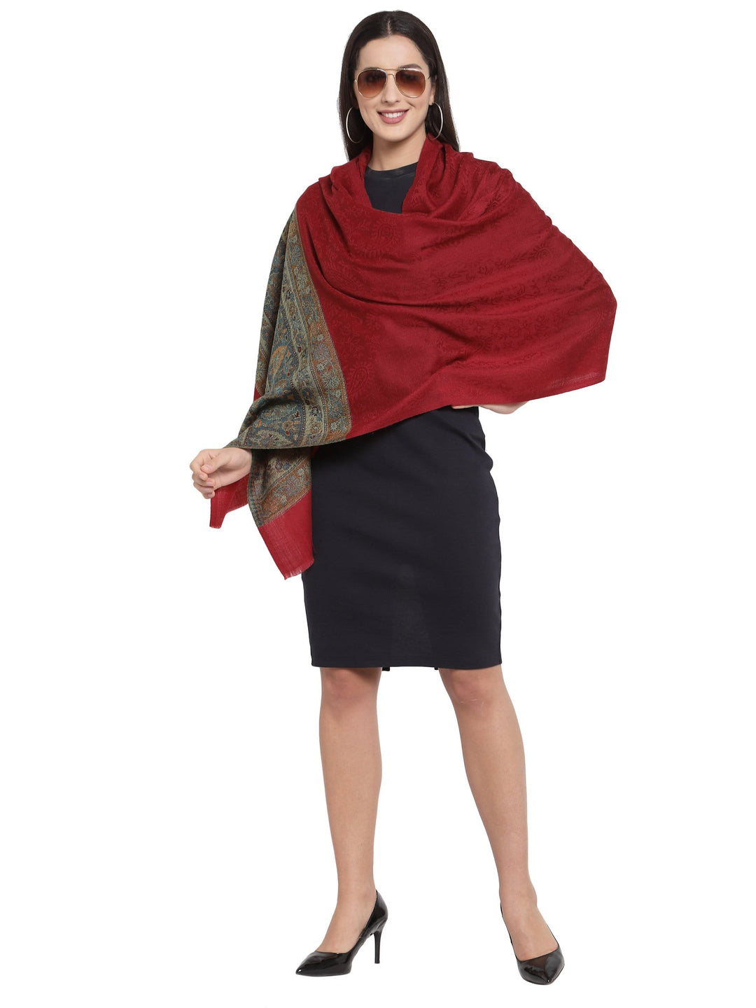 Pashtush India 70x200 Pashtush Women's Silk-Wool, Soft Reversible Stole