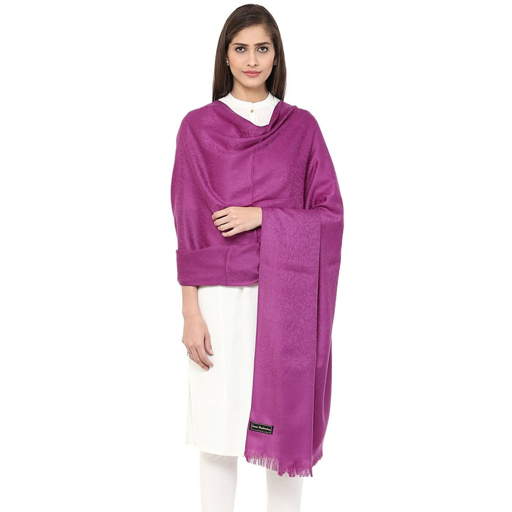 Pashtush Store Shawl Pashtush Women's Soft Wool Shawl Majenta with Jacquard Design, Muave
