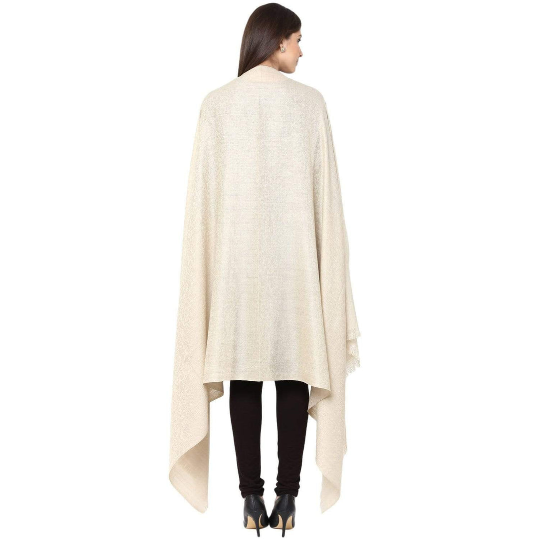 Pashtush India 100x200 Pashtush Women's Soft Wool Shawl with paisley Design, Light Beige