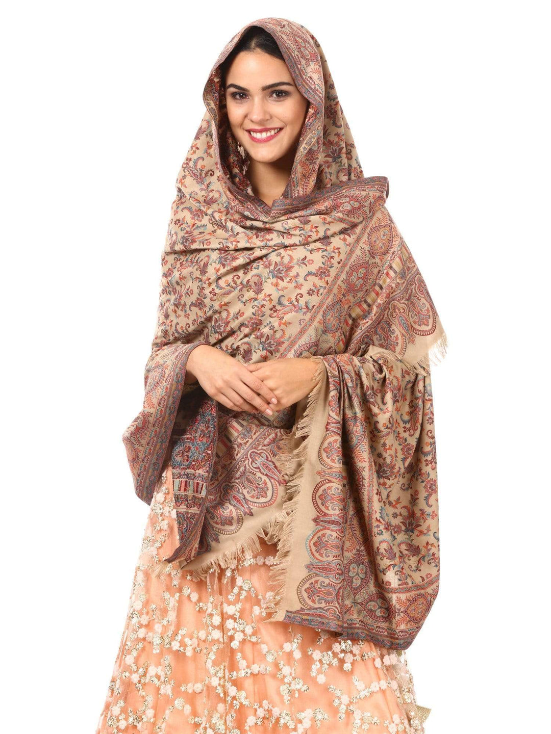 Pashtush India 100x200 Pashtush womens Kaani Shawl, Faux Pashmina, Soft and Warm (taupe)