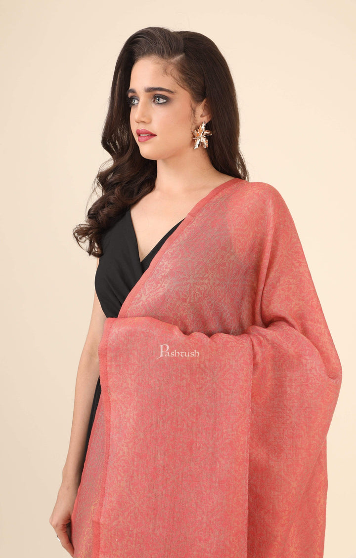Pashtush India 100x200 Pashtush Womens Twilight Collection, Jacquard Shawl, With Metallic Thread Weave, Fine Wool