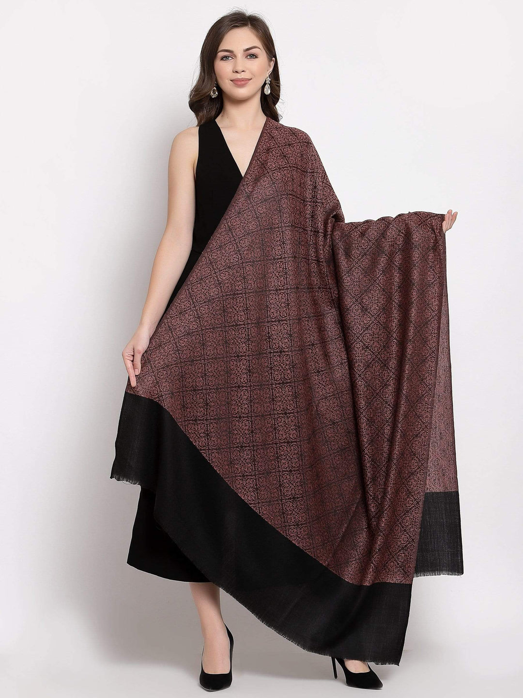 Pashtush India 114x228 Pashtush Womens Woven Paisley, Self Shawl, In Extra Soft Fine Wool, Large Wrap Size