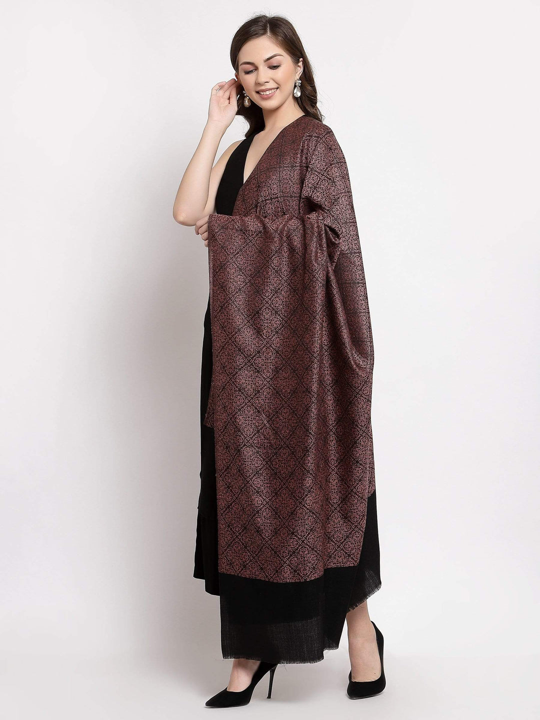 Pashtush India 114x228 Pashtush Womens Woven Paisley, Self Shawl, In Extra Soft Fine Wool, Large Wrap Size
