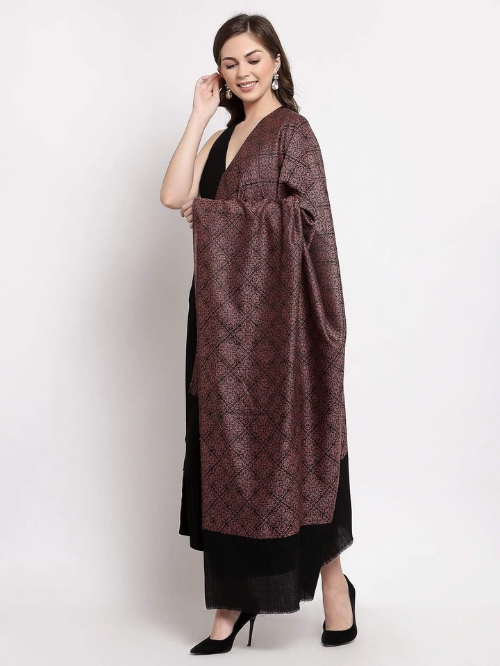 Pashtush India 114x228 Pashtush Womens Woven Paisley, Self Shawl, In Extra Soft Fine Wool, Large Wrap Size