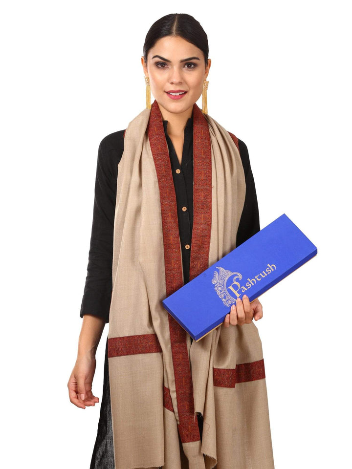 Pashtush India 100x200 Womens Kashmiri Patchwork Neemdaur Shawl