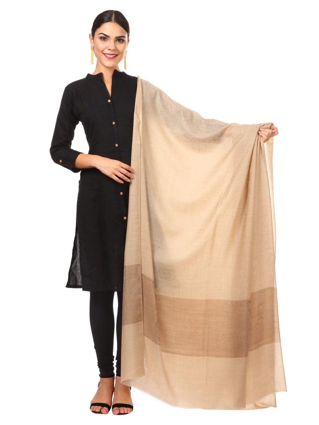 Pashtush India 100x200 Womens Woven Extra Fine Wool Blend Pashmina Shawl, Soft and Warm