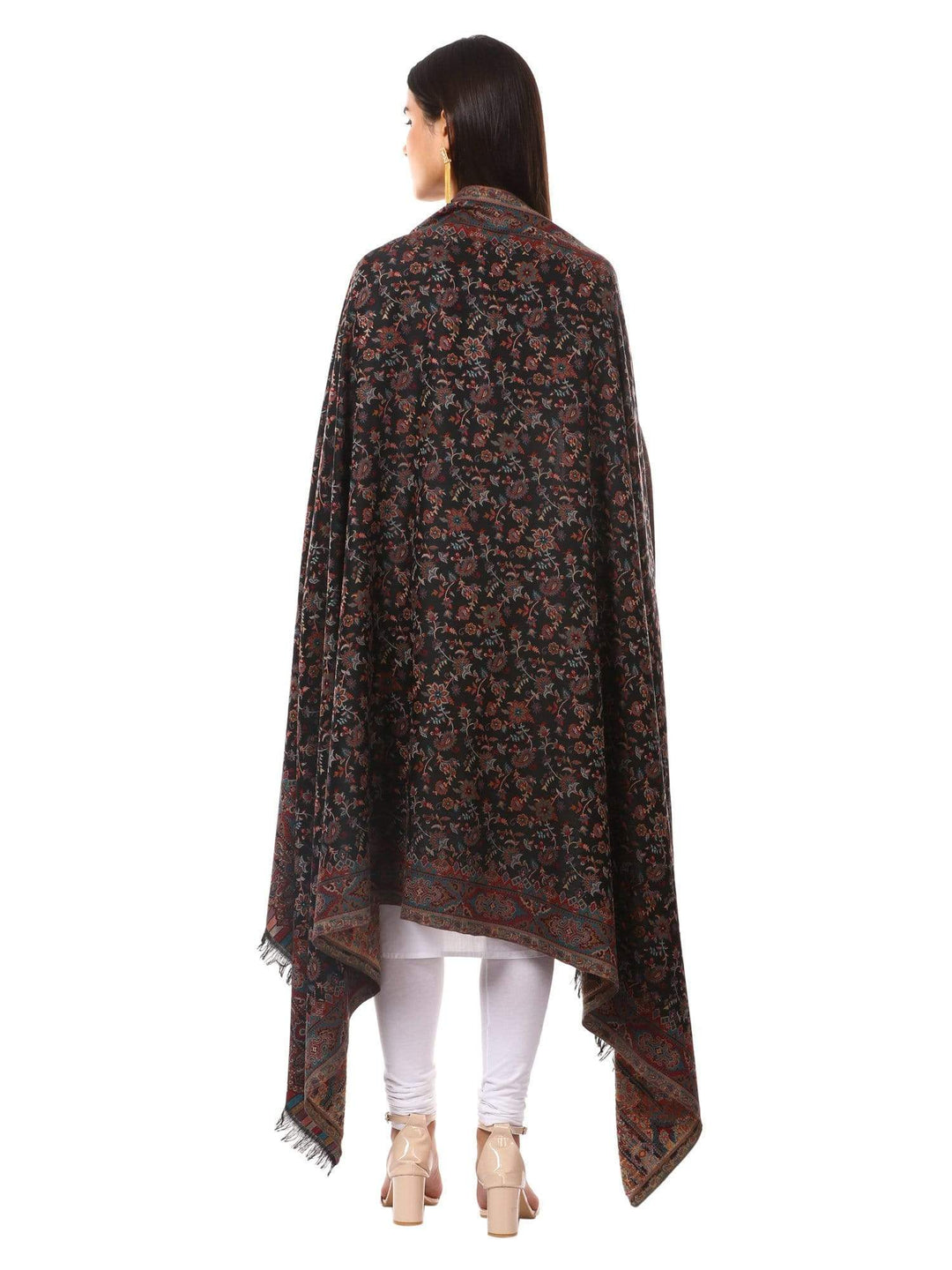 Pashtush India 100x200 Woven Kaani Shawl, Faux Pashmina Shawl, Soft and Warm (Black)