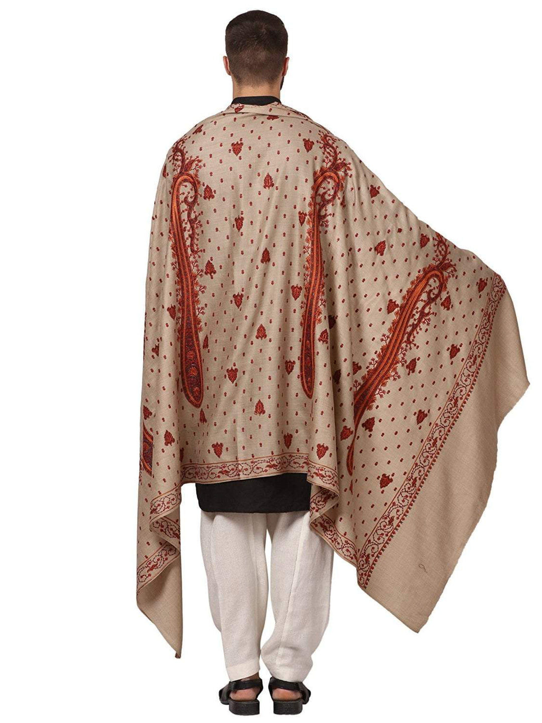 Pashtush Store Pashtush Mens Embroidery Shawl, Gents Pashmina Shawls, Handmade Embroidery, Full Size 48x95 inches