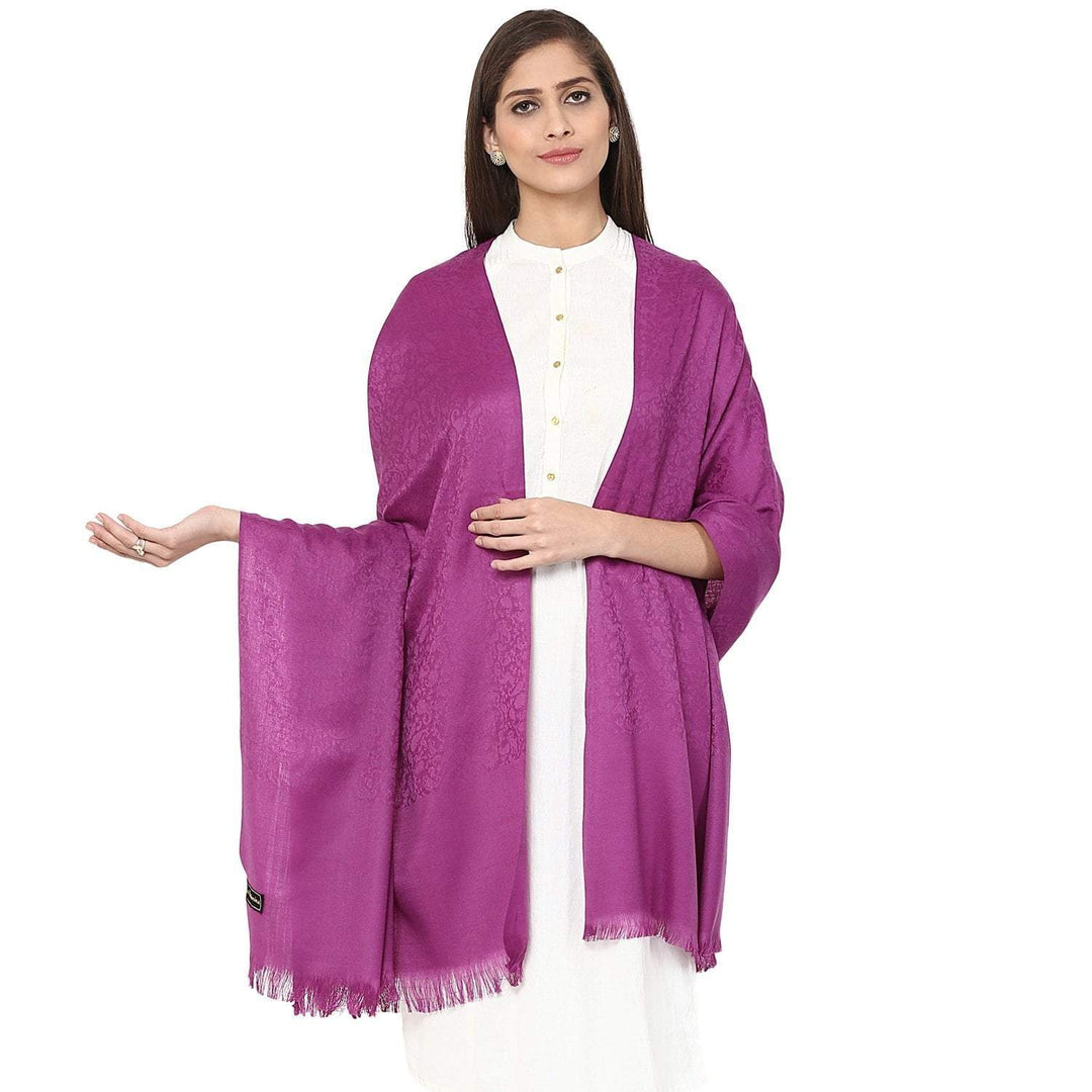 Pashtush Store Pashtush Women's Soft Wool Shawl Majenta with Jacquard Design